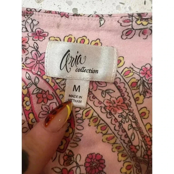 Aria Collection nightgown pink paisley 100% cotton size medium - Picture 9 of 9
